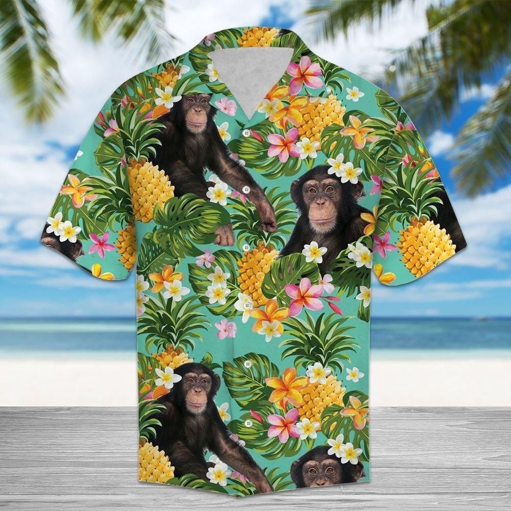 Tropical Pineapple Monkey Aloha Hawaiian Shirt Colorful Short Sleeve Summer Beach Casual Shirt For Men And Women