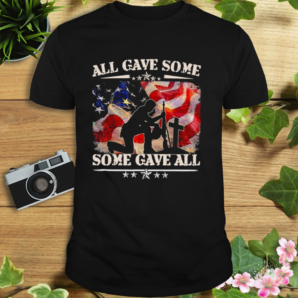 All gave some some gave all American flag cross shirt