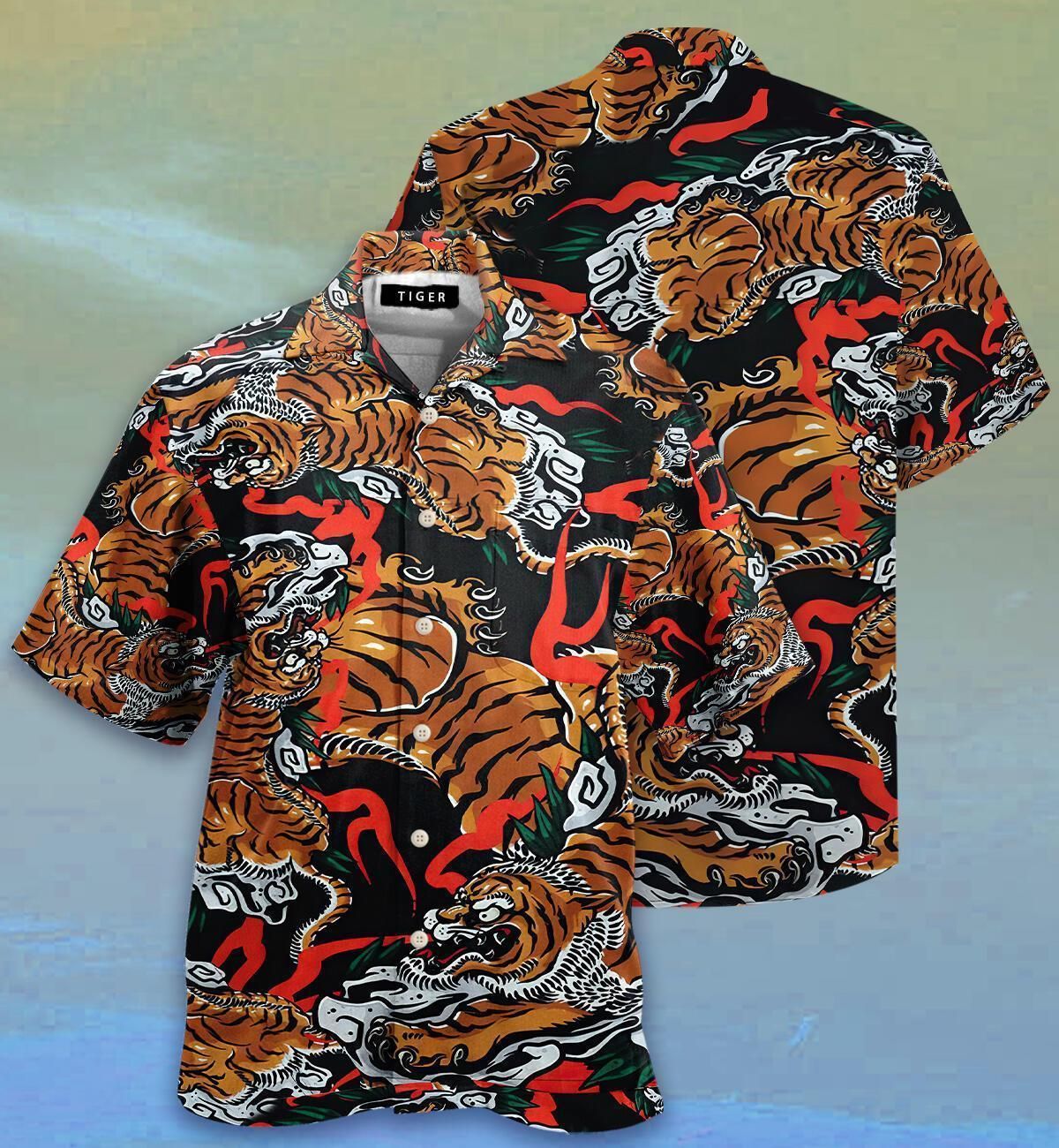 Apayprint'S Tiger Japanese Aloha Hawaiian Shirt Colorful Short Sleeve Summer Beach Casual Shirt For Men And Women