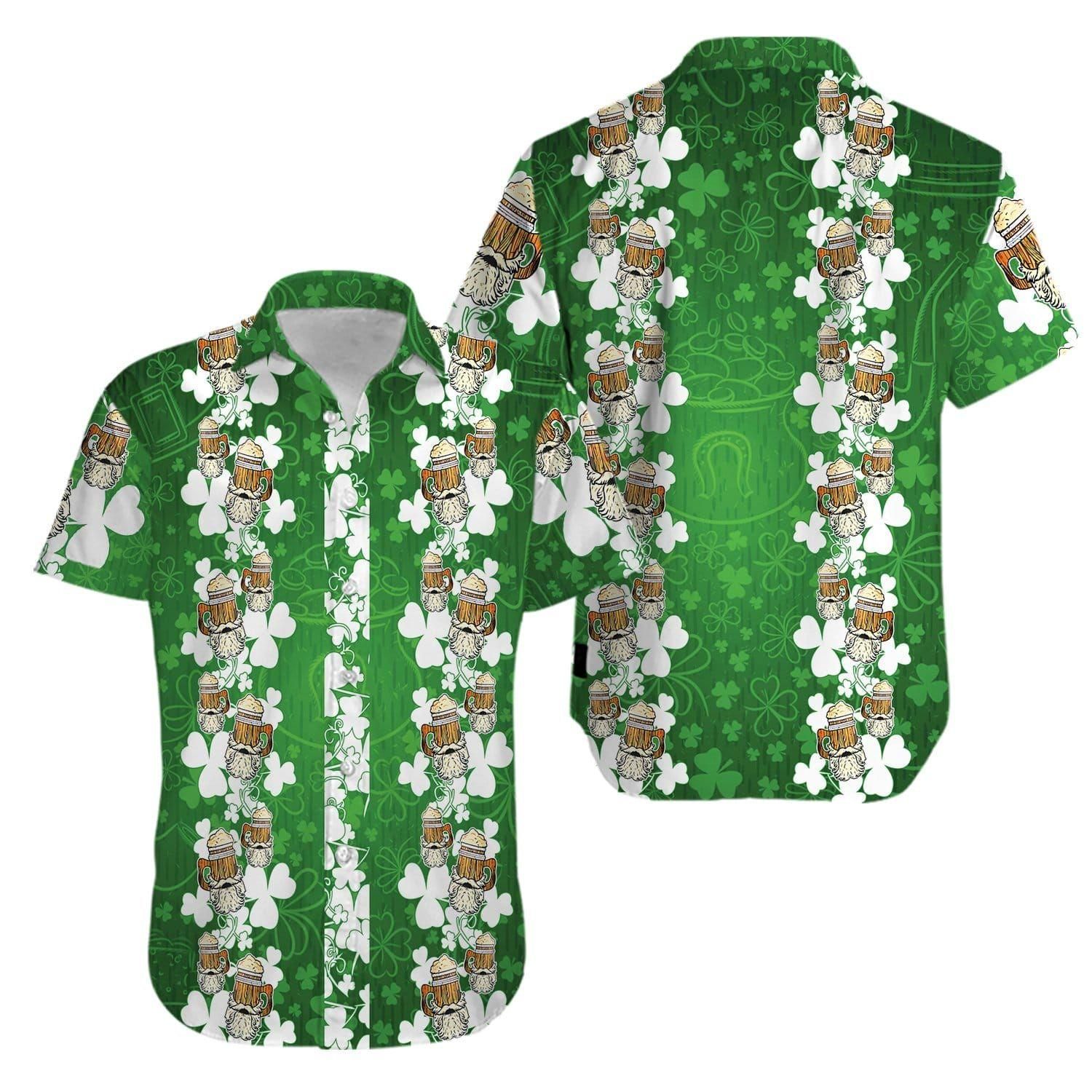 Beard Beer Shamrock Happy St Patrick'S Day Aloha Hawaiian Shirt Colorful Short Sleeve Summer Beach Casual Shirt For Men And Women