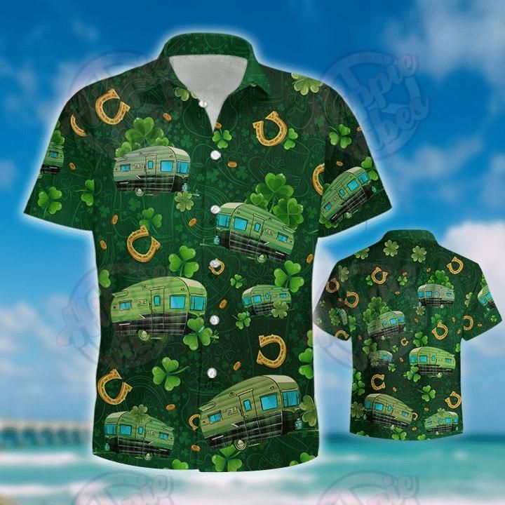 Camping Patrick'S Day Aloha Hawaiian Shirt Colorful Short Sleeve Summer Beach Casual Shirt For Men And Women