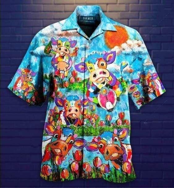 Cows Let'S Play Aloha Hawaiian Shirt Colorful Short Sleeve Summer Beach Casual Shirt For Men And Women