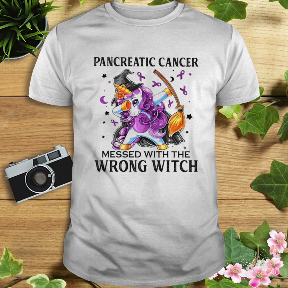 Dabbing Unicorn Pancreatic Cancer Messed With The Wrong Witch Shirt