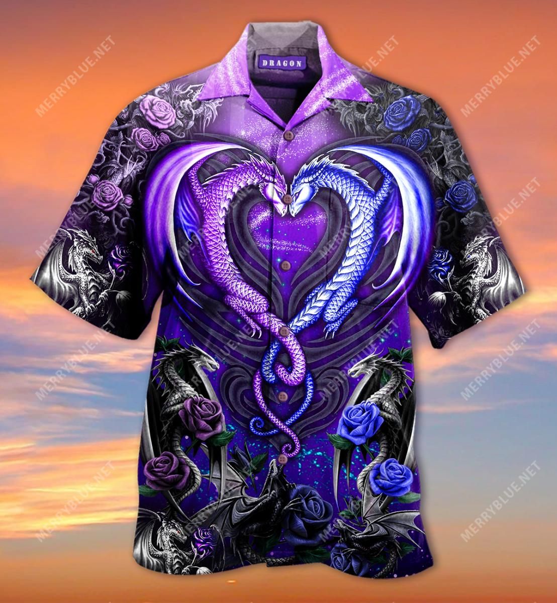 Dragon Happy Valentine'S Day Aloha Hawaiian Shirt Colorful Short Sleeve Summer Beach Casual Shirt For Men And Women