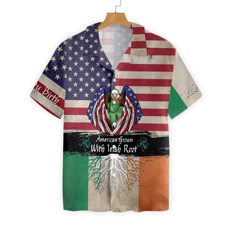 Eagle American Flag Grown With Irish Root Happy St Patrick'S Day Aloha Hawaiian Shirt Colorful Short Sleeve Summer Beach Casual Shirt