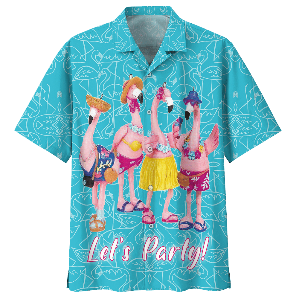 Flamingo Beach Let'S Party 3D All Over Print T-Shirt Hawaiian Shirt Beach Short