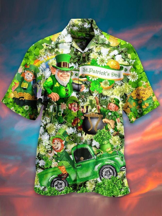 Happy Patrick'S Day Aloha Hawaiian Shirt Colorful Short Sleeve Summer Beach Casual Shirt For Men And Women