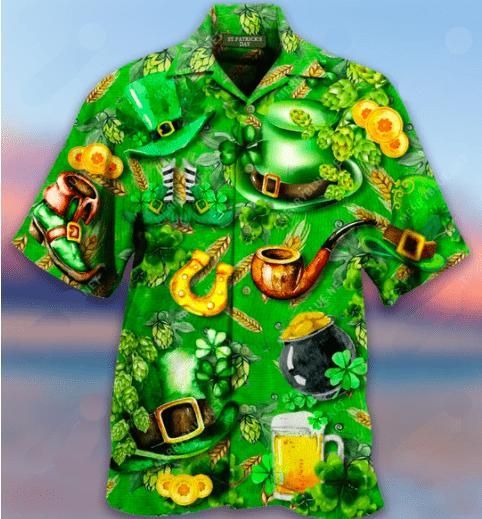 Irish Hat Saint Patrick'S Day Aloha Hawaiian Shirt Colorful Short Sleeve Summer Beach Casual Shirt For Men And Women