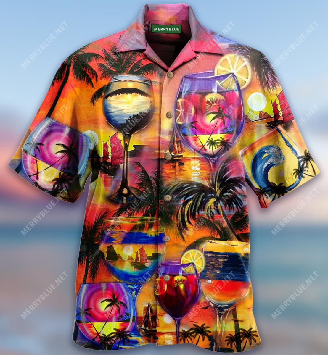 It'S Time For Wine And Aloha Hawaiian Shirt Colorful Short Sleeve Summer Beach Casual Shirt For Men And Women