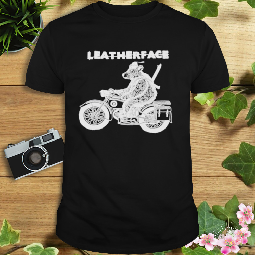 Leatherface bear on motorcycle shirt