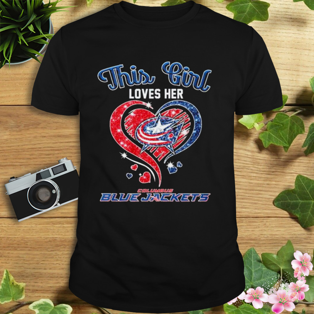 This Girl Loves Her Columbus Blue Jackets Diamond Heart Shirt