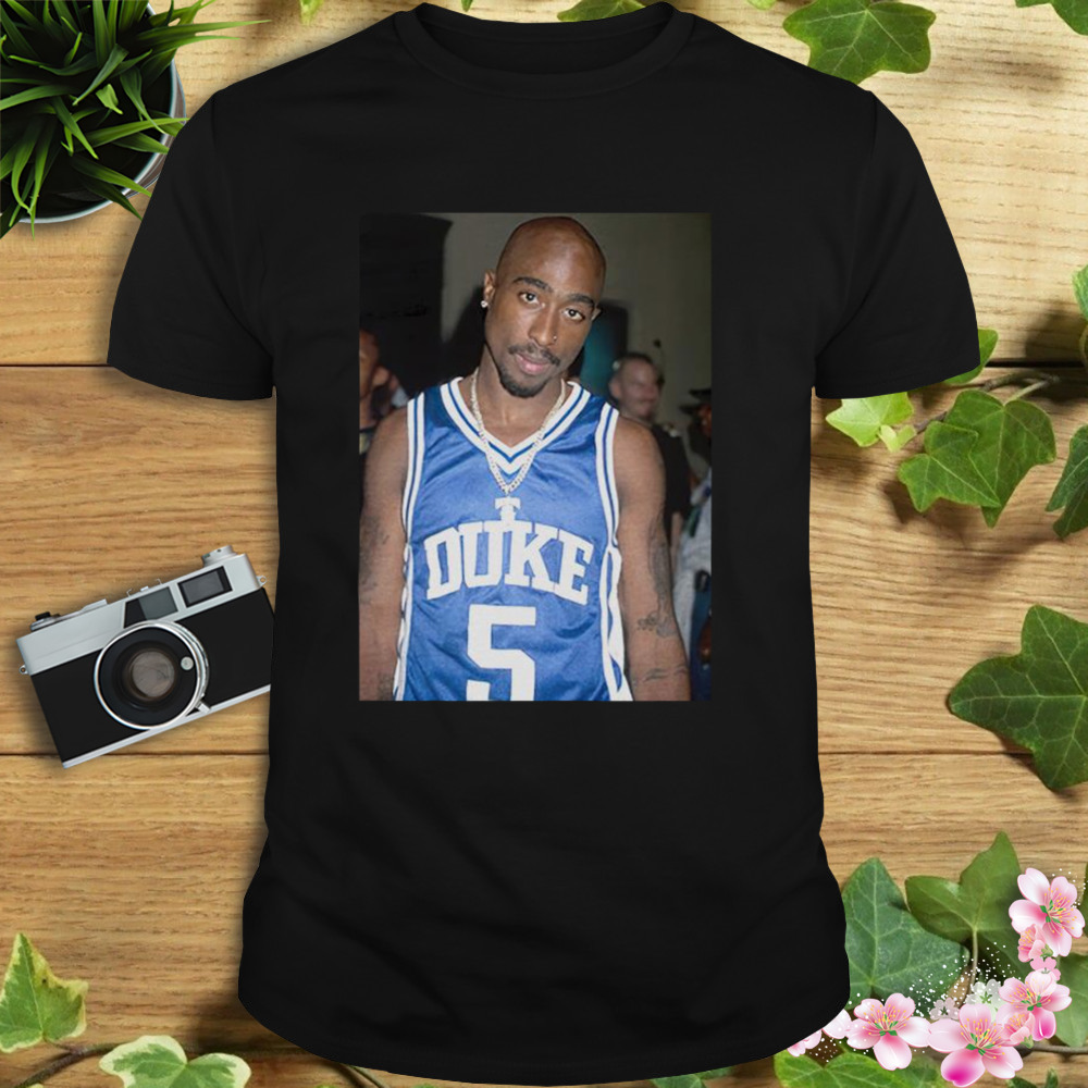 Tupac Shakur wearing Duke Blue Devils Jersey shirt