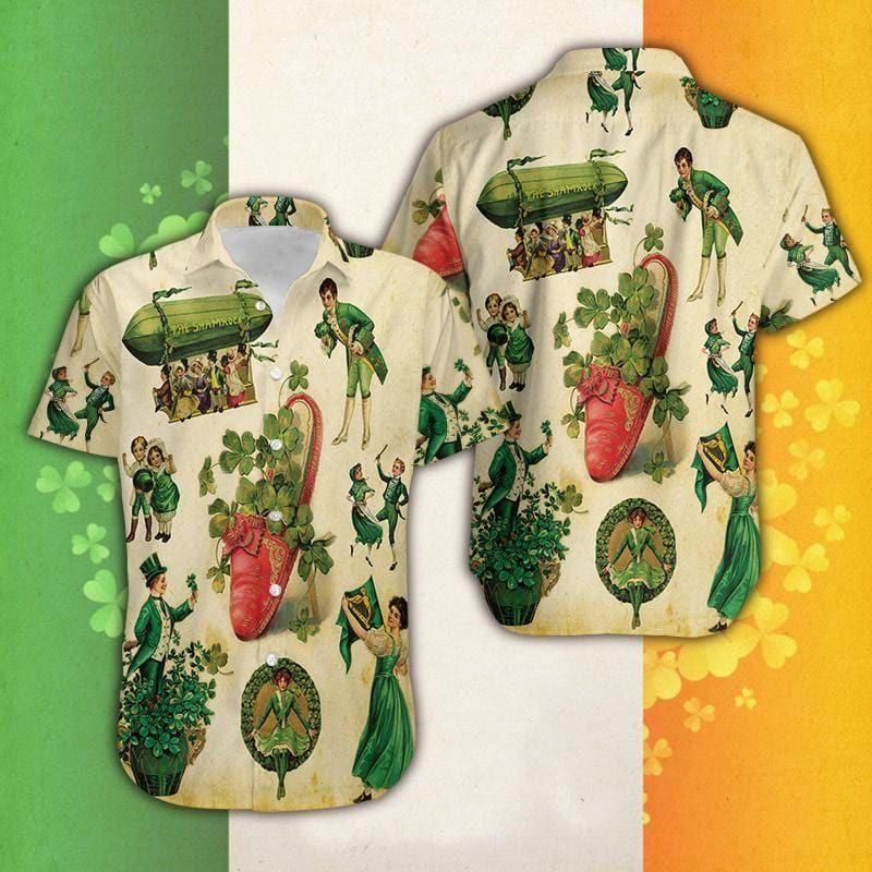 Vintage Girl Irish Patrick'S Day Aloha Hawaiian Shirt Colorful Short Sleeve Summer Beach Casual Shirt For Men And Women