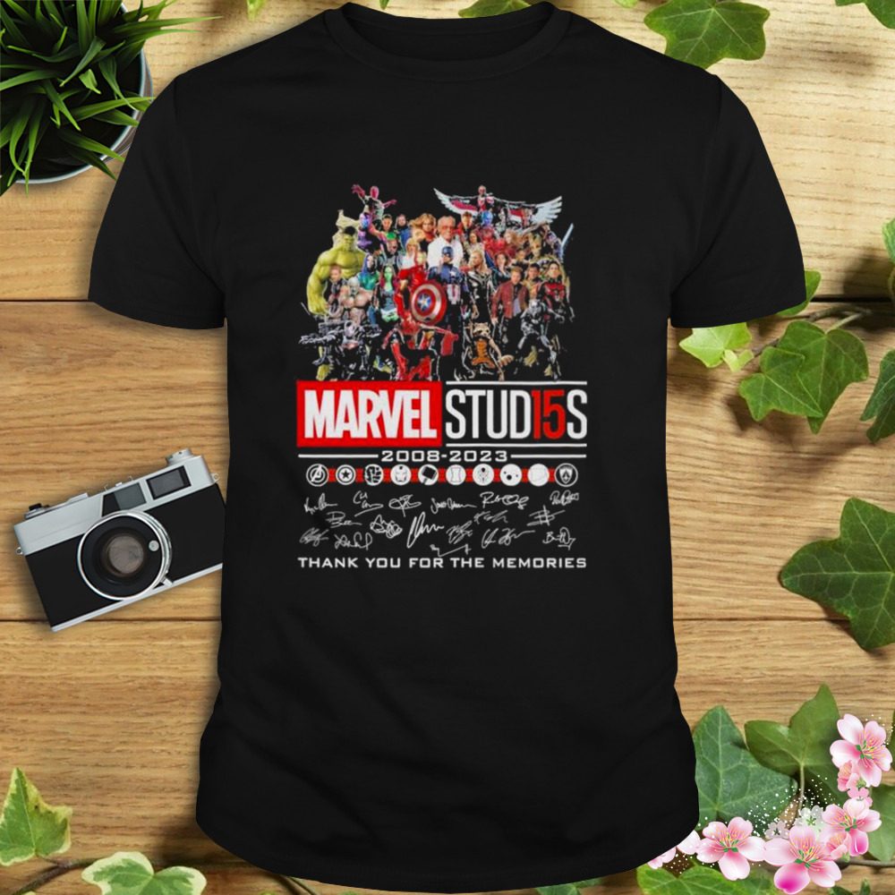 15 years of 2008 – 2023 Marvel Studio thank you for the memories signatures shirt