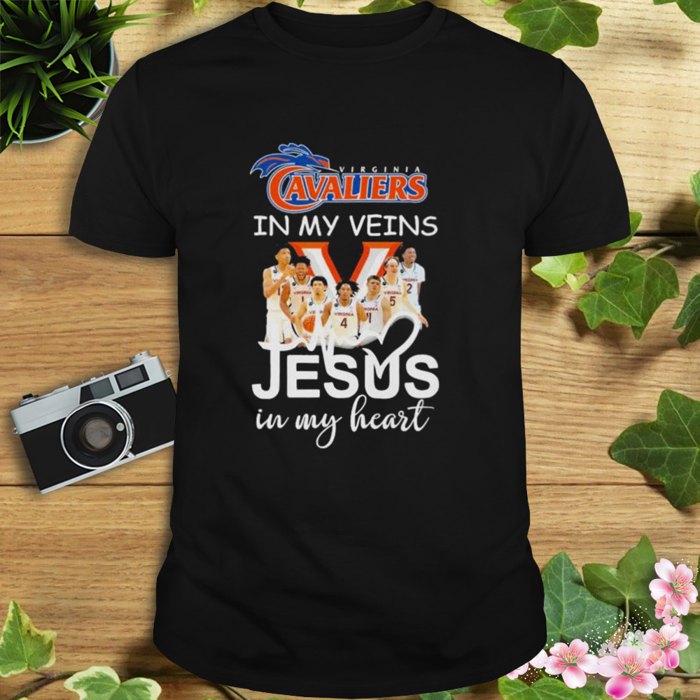 2023 Virginia Cavaliers men’s basketball in my veins Jesus in my heart shirt