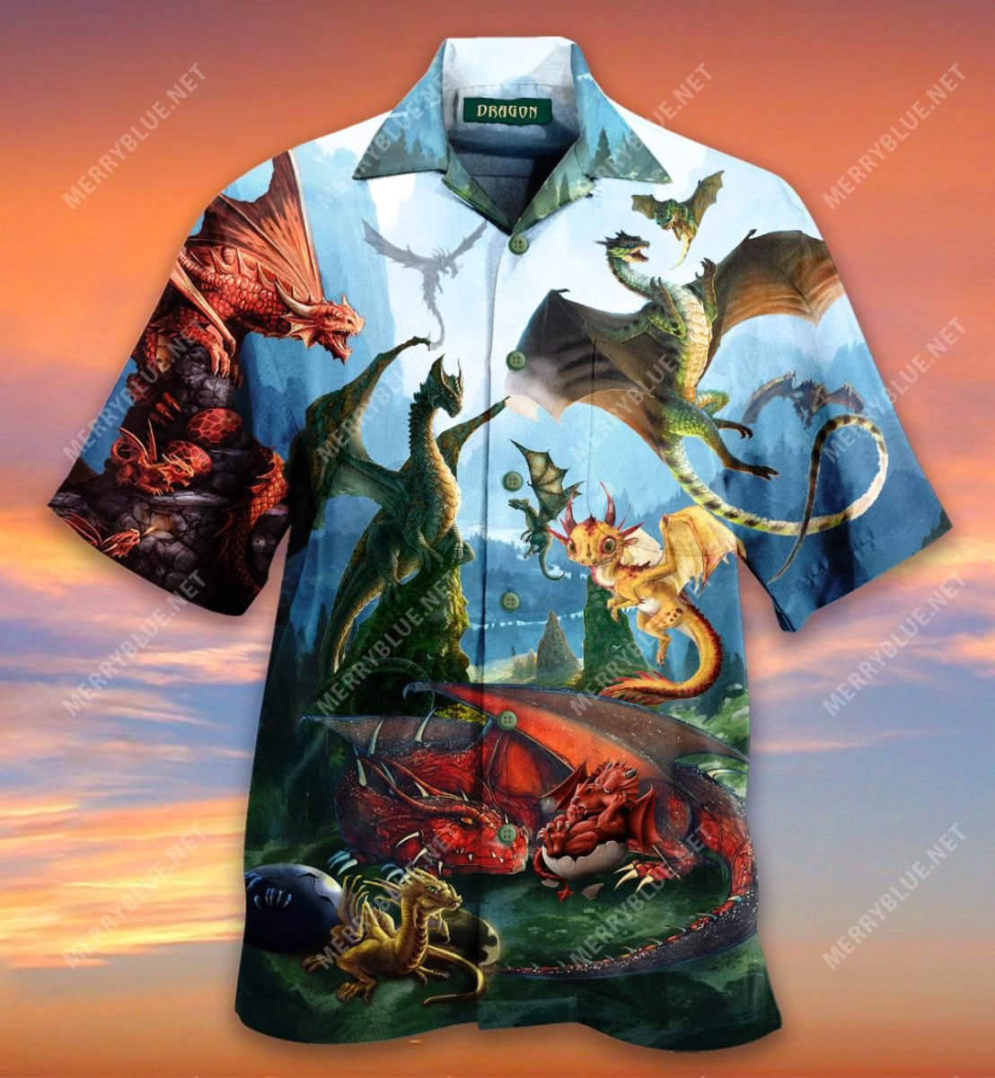 Dragon'S Happiness Is Spending Time With Baby Dragon Aloha Hawaiian Shirt Colorful Short Sleeve Summer Beach Casual Shirt For Men And Women