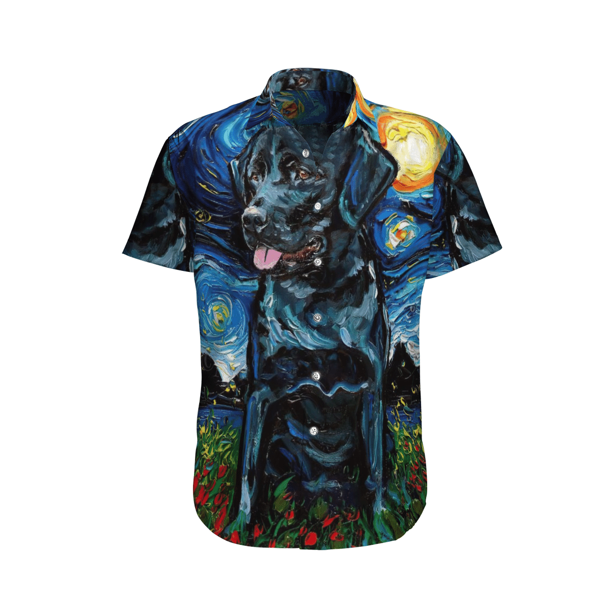 Labrador Retrievers Dog At Night Aloha Hawaiian Shirt Colorful Short Sleeve Summer Beach Casual Shirt For Men And Women