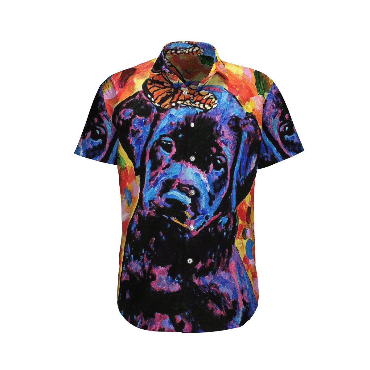 Labrador Retrievers Dog Butterfly Aloha Hawaiian Shirt Colorful Short Sleeve Summer Beach Casual Shirt For Men And Women