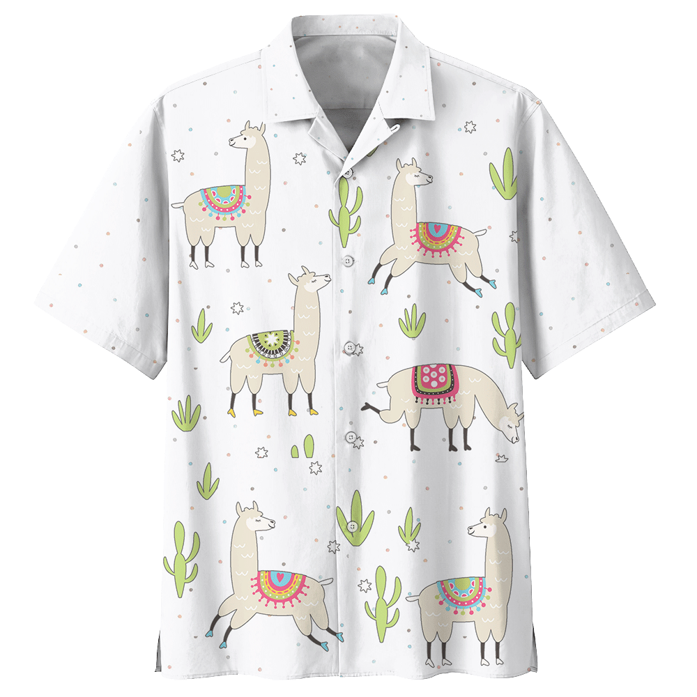 Llama Cactus Aloha Hawaiian Shirt Colorful Short Sleeve Summer Beach Casual Shirt For Men And Women