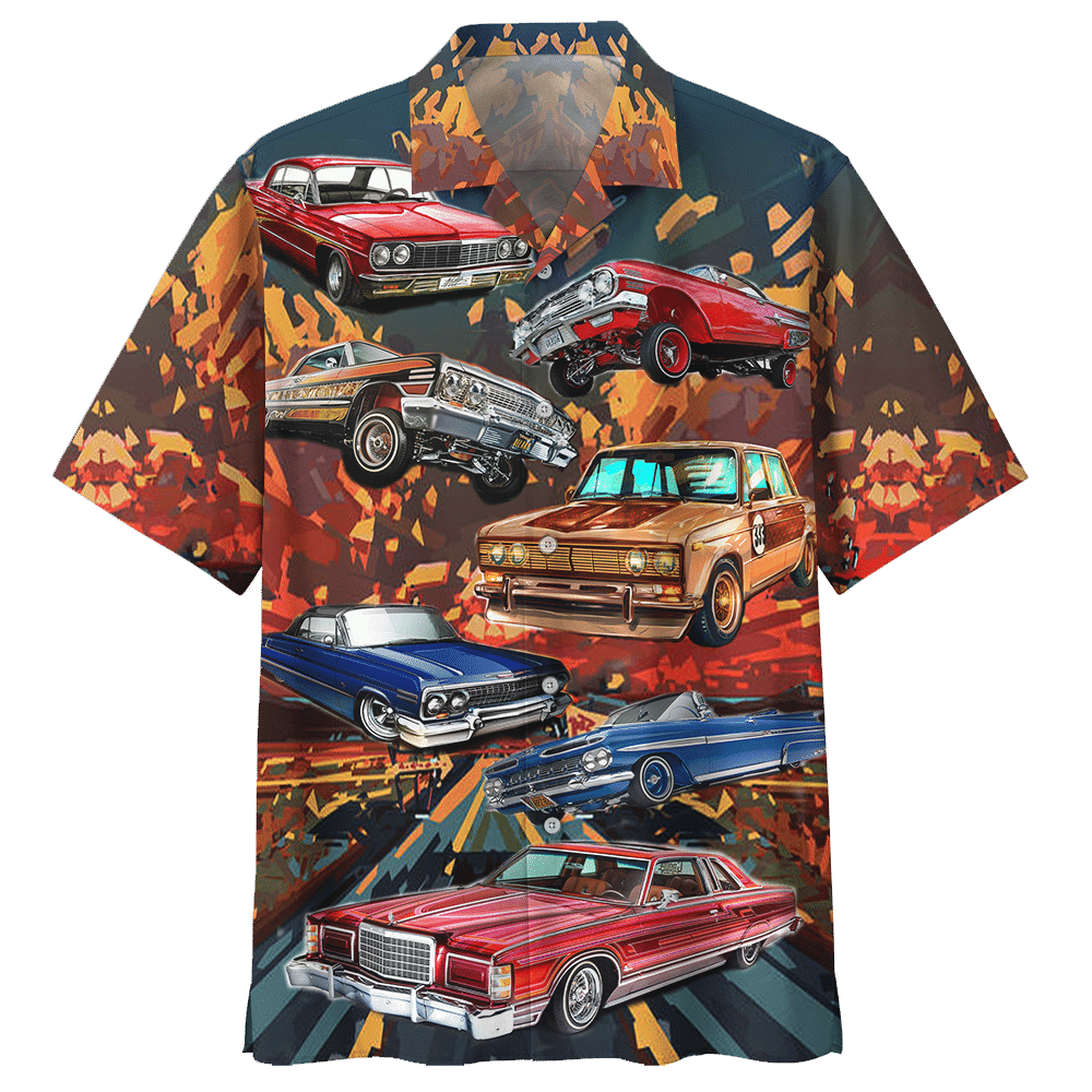 Lowrider Car On The Road Aloha Hawaiian Shirt Colorful Short Sleeve Summer Beach Casual Shirt For Men And Women