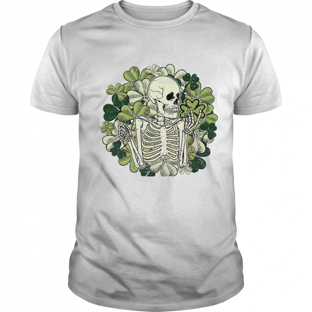 St patrick’s day shamrock skeleton shirt