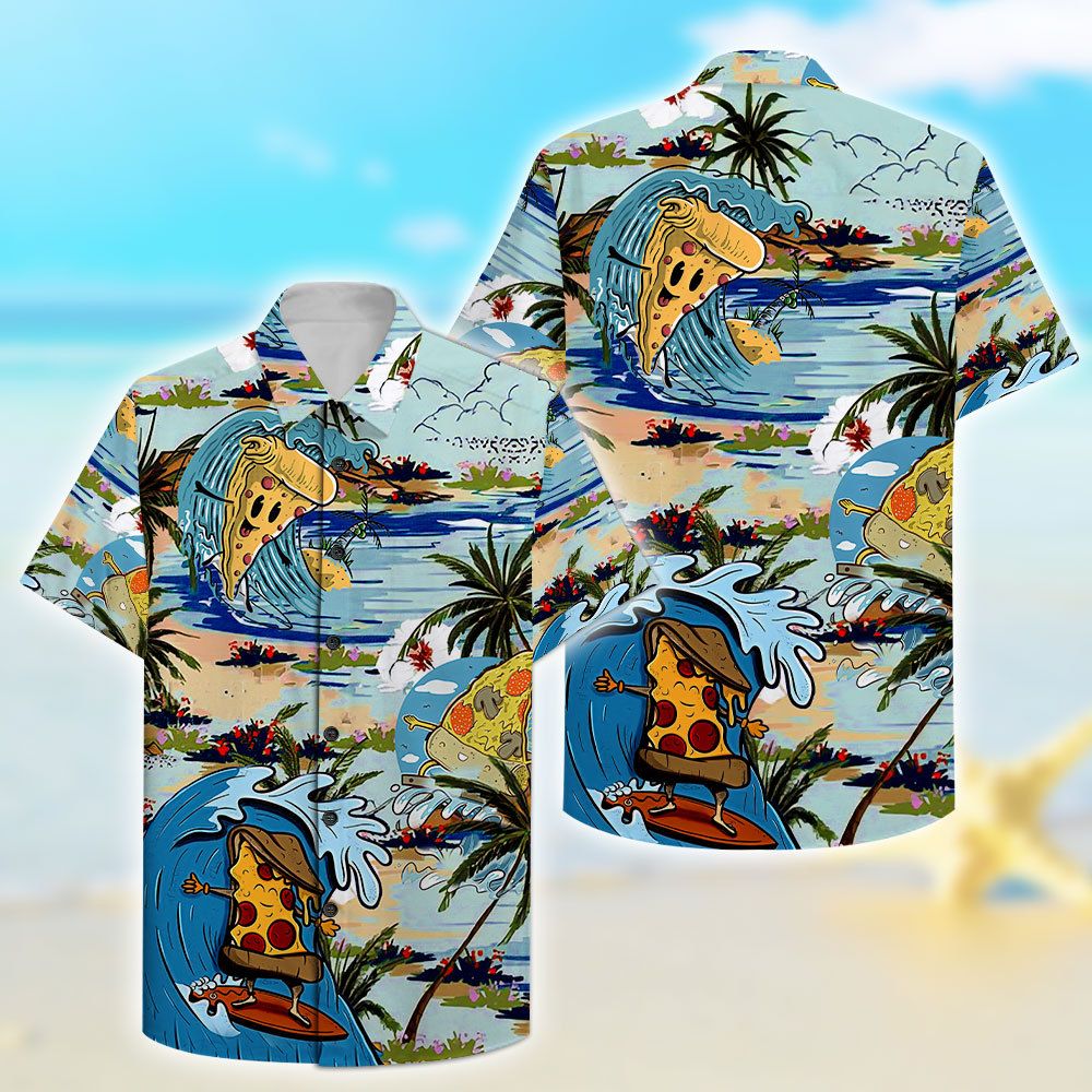 3D Pizza Surfing HAWAIIAN SHIRT NAT013