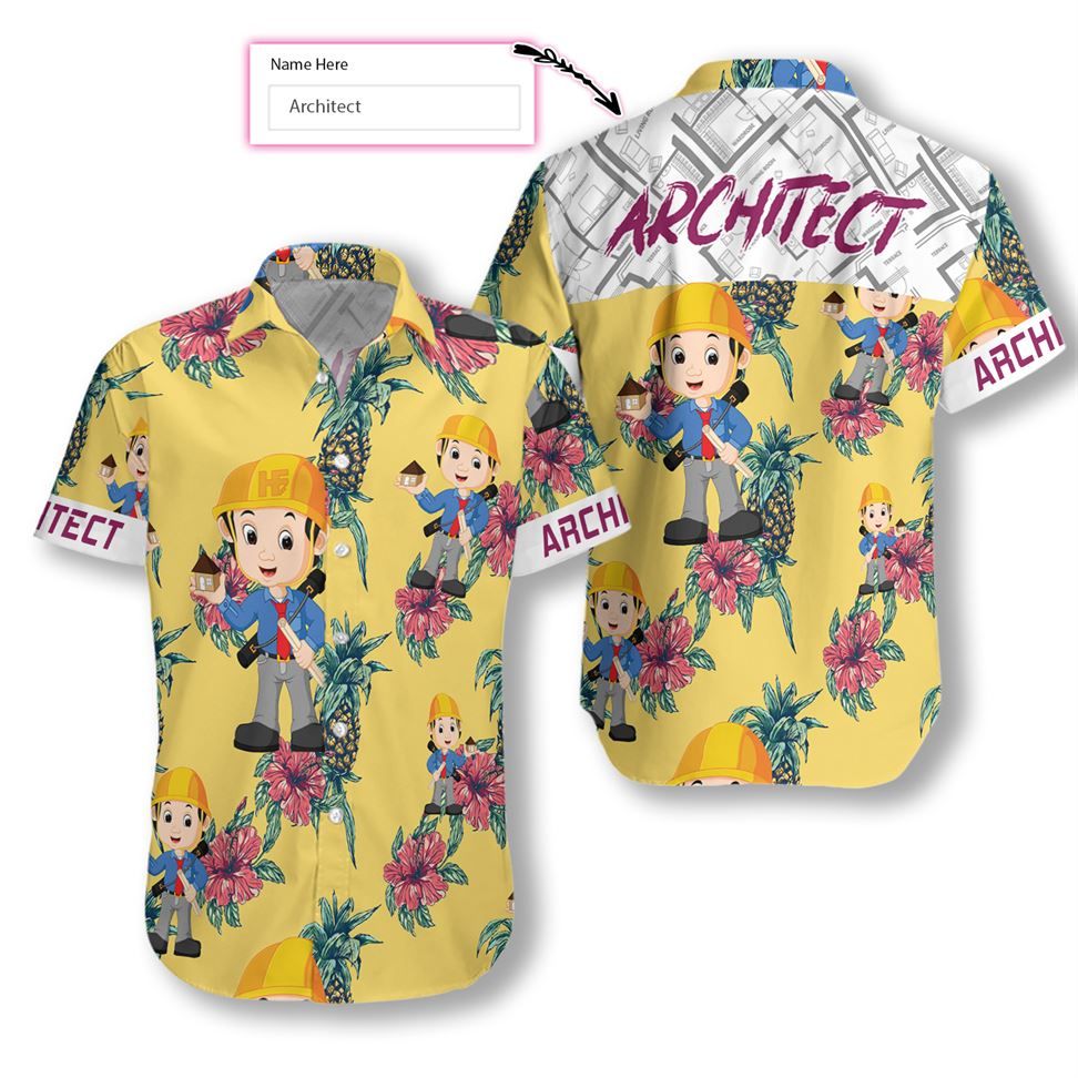 Architect Pineapple Seamless Pattern EZ16 1612 Custom Hawaiian Shirt