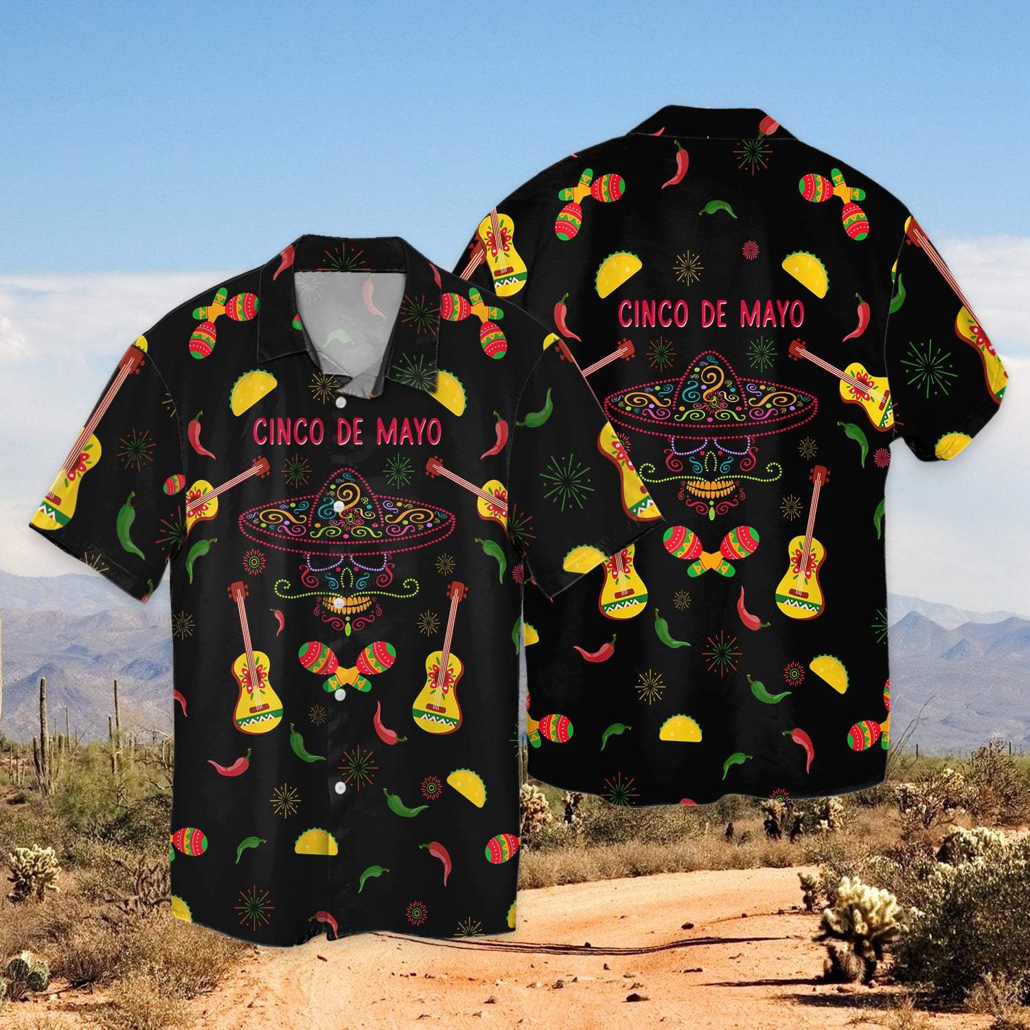 Cinco De Mayo Tacos Black Unisex Hawaiian Shirts