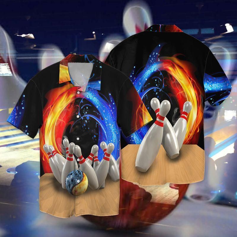 Cool Bowling Fire Water Unisex Hawaiian Shirts
