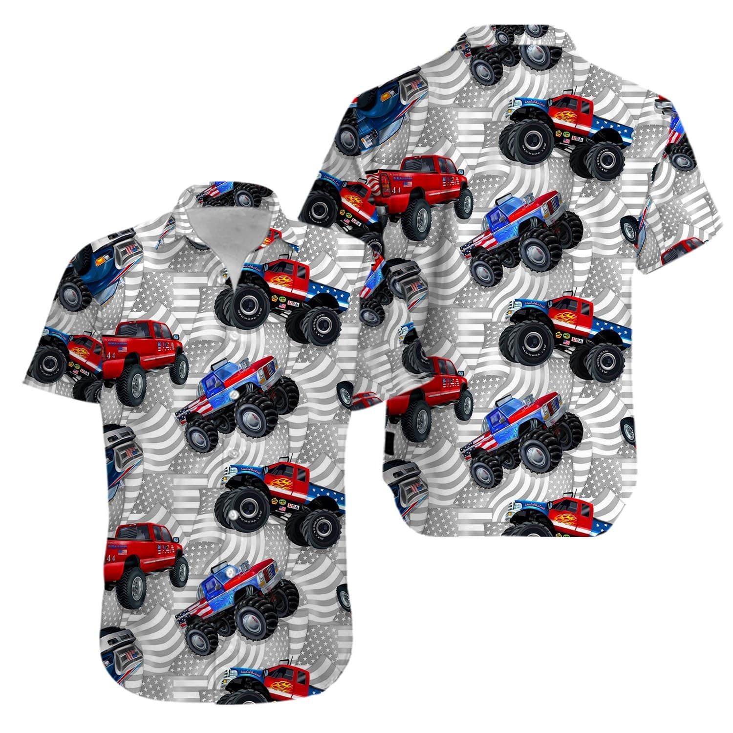 Father's Day Gift Jeep Car American Flag Hawaiian Aloha Shirts #KV
