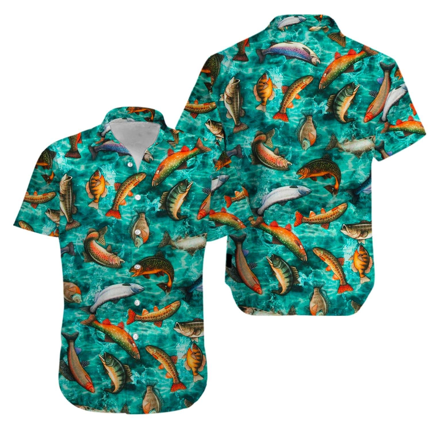 Fishing Green Teal Hawaiian Shirts #KV
