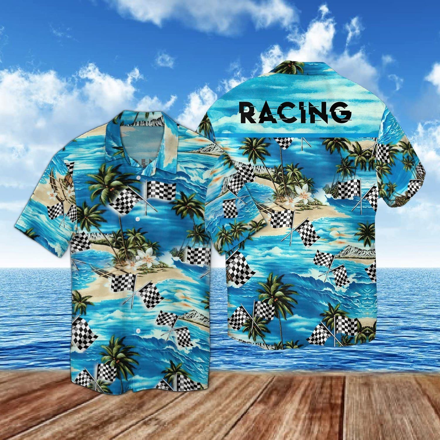 Racing Flag beach Aloha Hawaiian Shirts #KV