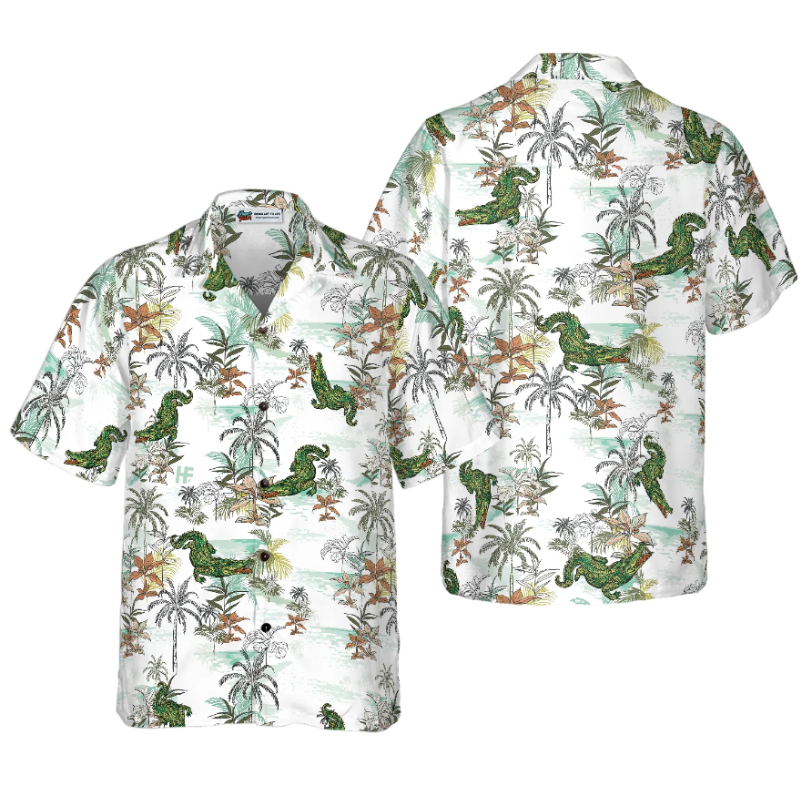 Alligator Seamless Pattern Shirt For Men Hawaiian Shirt