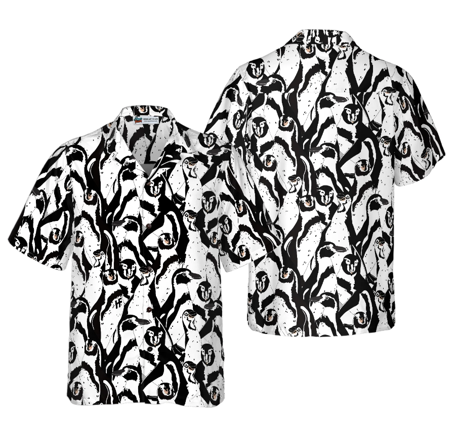 Black And White Penguin Shirt For Men Hawaiian Shirt