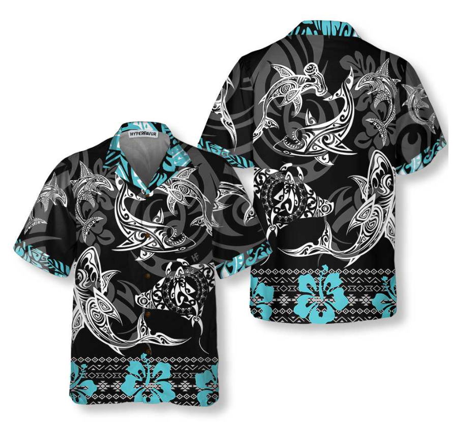 Blue Shark Hawaiian Shirt