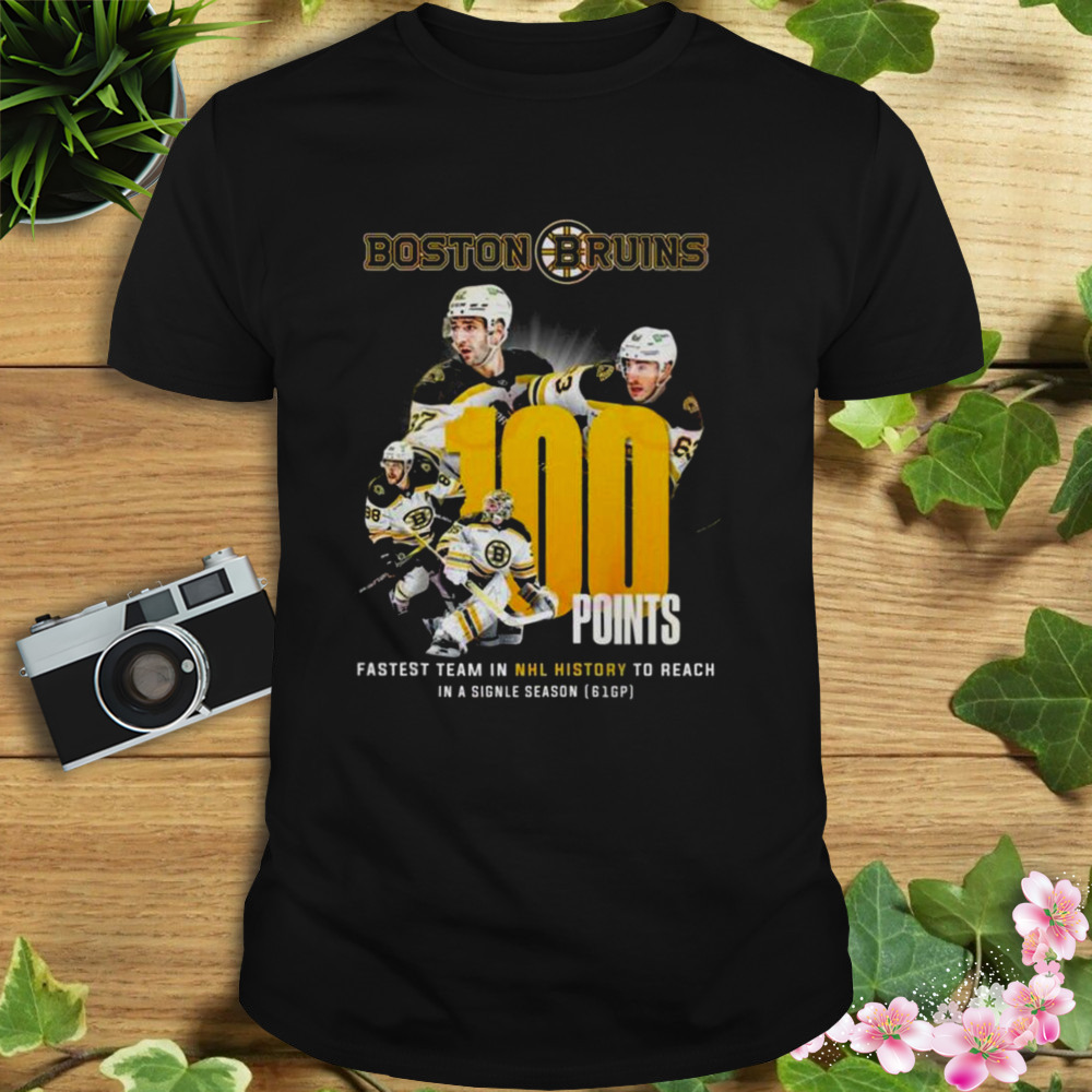 Boston Bruins 100 Points Fastest Team In NHL History To Reach In A Single Season 61gp Shirt