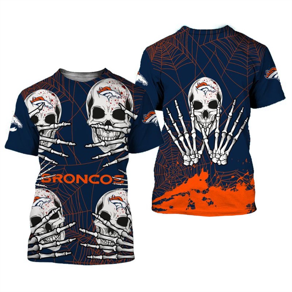 Denver Broncos T-shirt skull for Halloween graphic