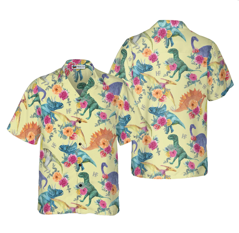 Floral Dinosaurs Hawaiian Shirt