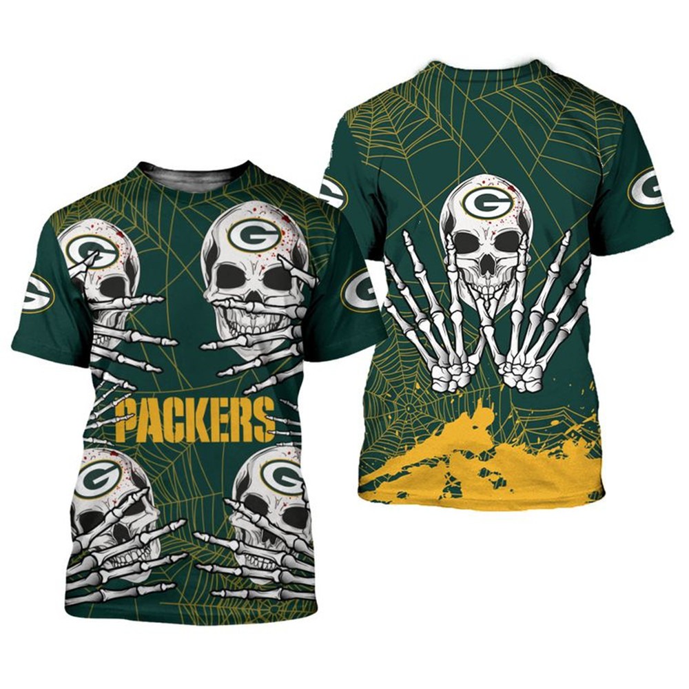Green Bay Packers T-shirt skull for Halloween graphic