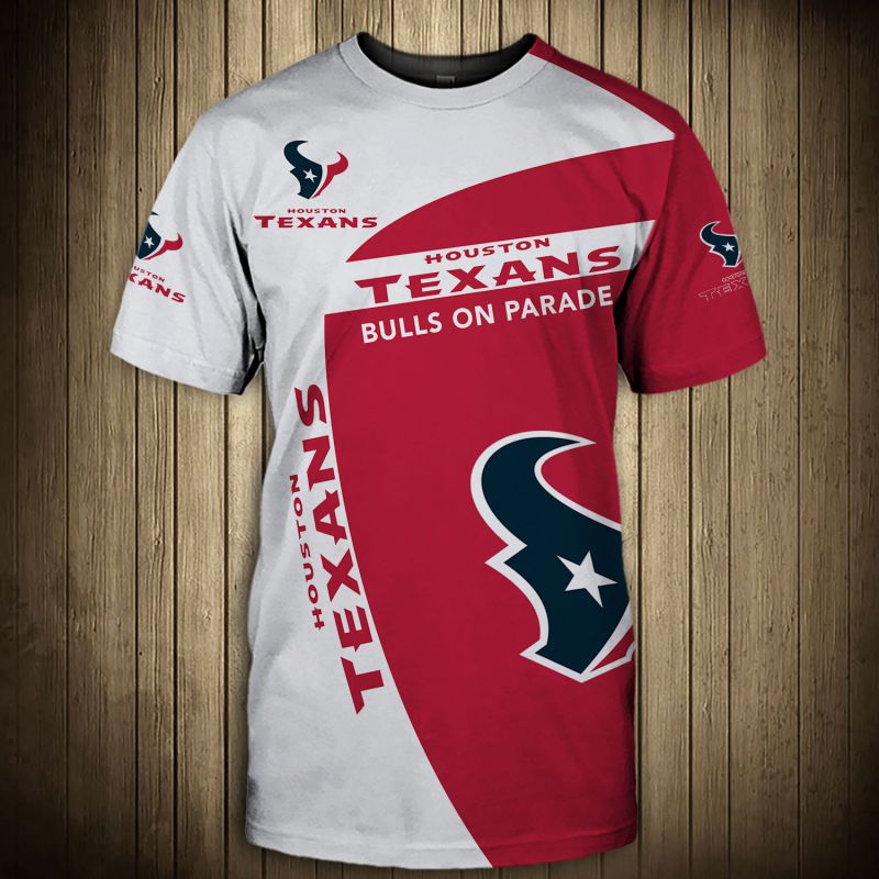 Houston Texans T-shirt 3D Bulls on Parade Short Sleeve