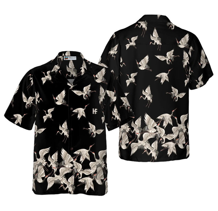 Oriental Red-headed Crane Hawaiian Shirt