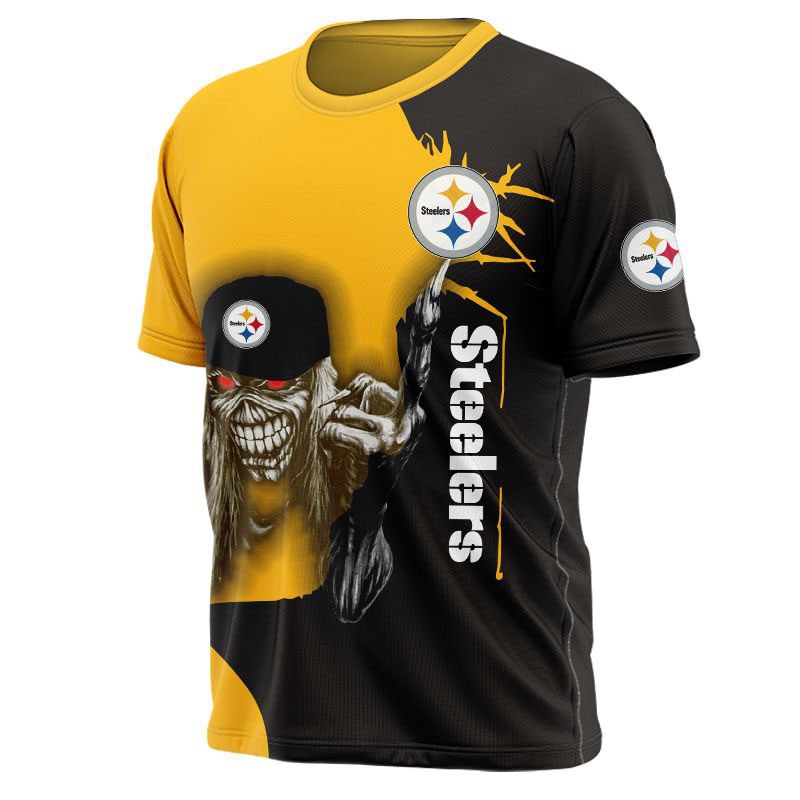 Pittsburgh Steelers Iron Maiden Halloween Football T-Shirt