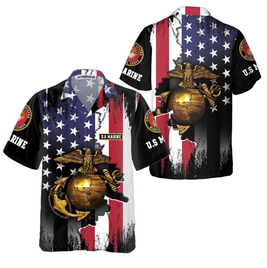 The Golden Eagle US Marine Corps Hawaiian Shirt