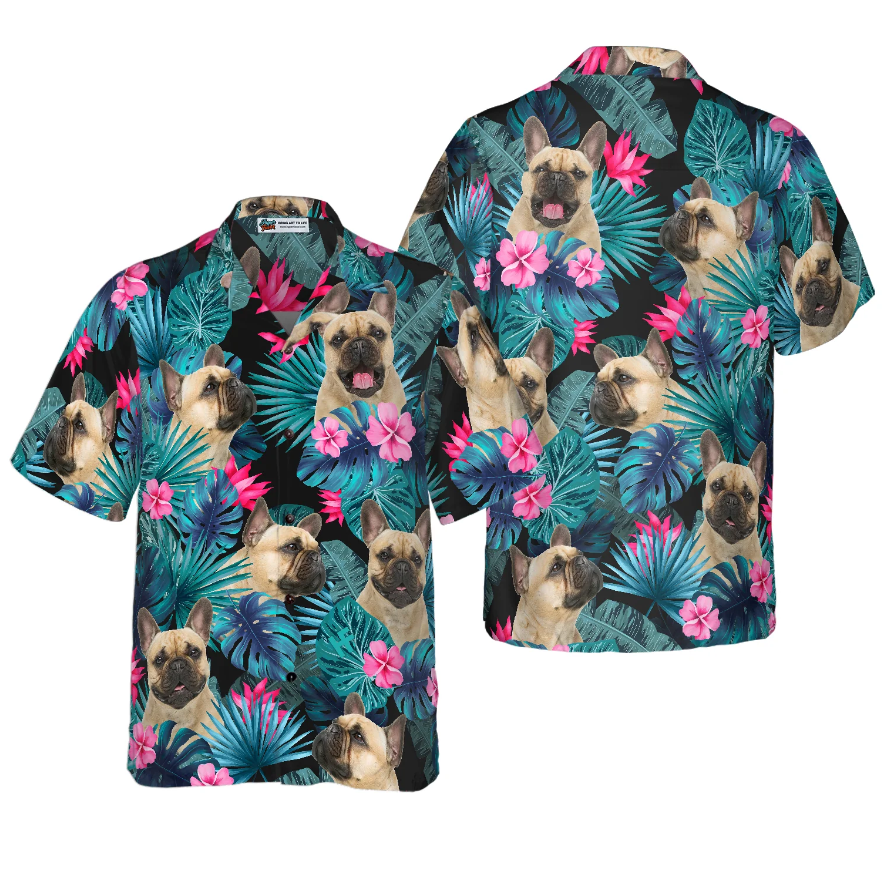 Tropical French Bulldog Hawaiian Shirt