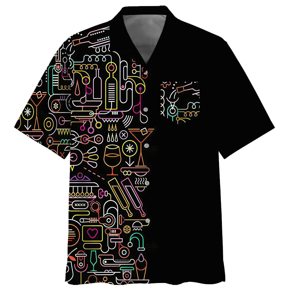 Cocktail Black High Quality Unisex Hawaiian Shirt For Men And Women Dhc17062613