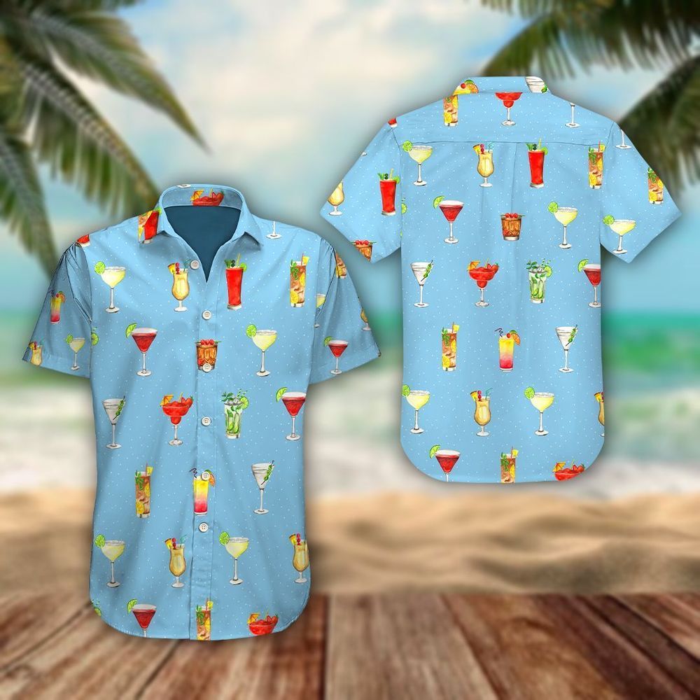 Cocktails Blue Unique Design Unisex Hawaiian Shirt For Men And Women Dhc17063055