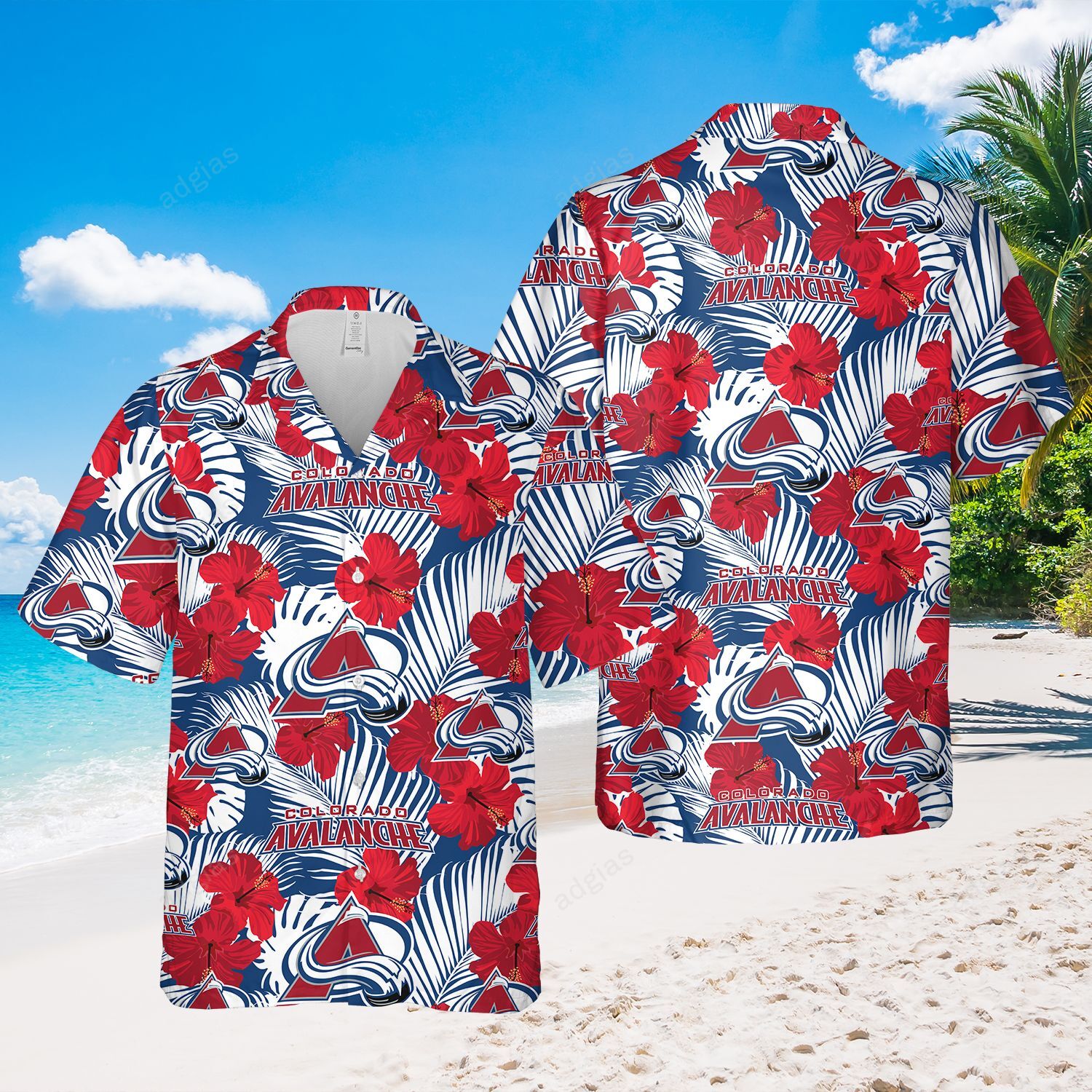Colora Hockey Hawaiian Hawaii Aloha Pattern Summer Shirt