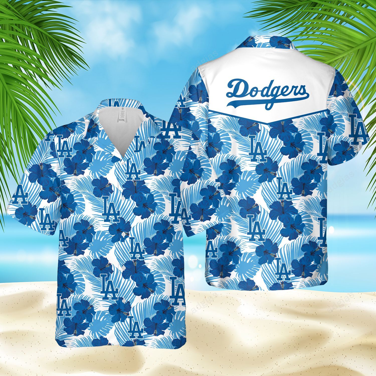 Dodg Baseball Hawaiian Hawaii Pattern Summer Shirt