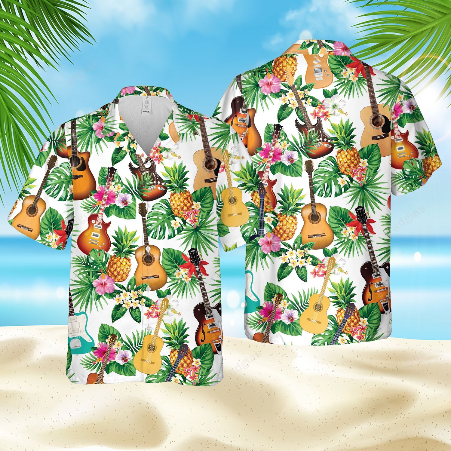 Guitar Lovers Hawaii Style Hawaiian Summer Shirt