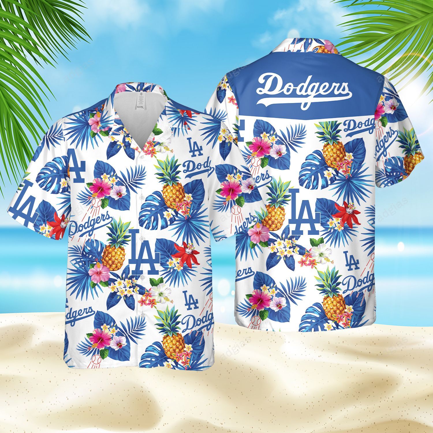 LAD Aloha Summer Beach Hawaii Style Baseball Fans Hawaiian Shirt